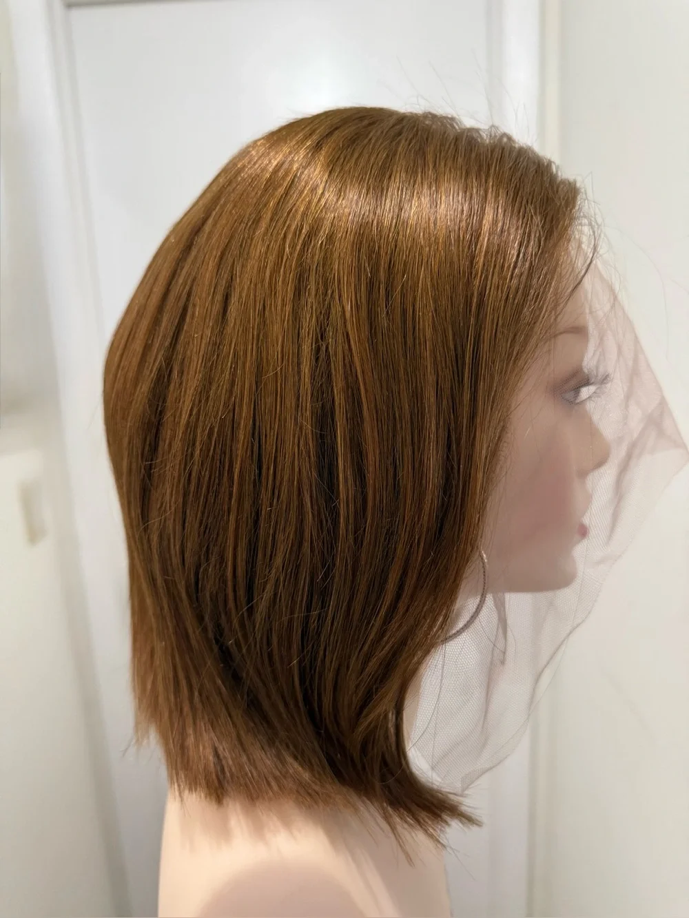 💯% 13” HUMAN Hair, Lace around, Center Part, Bob Cut, Auburns